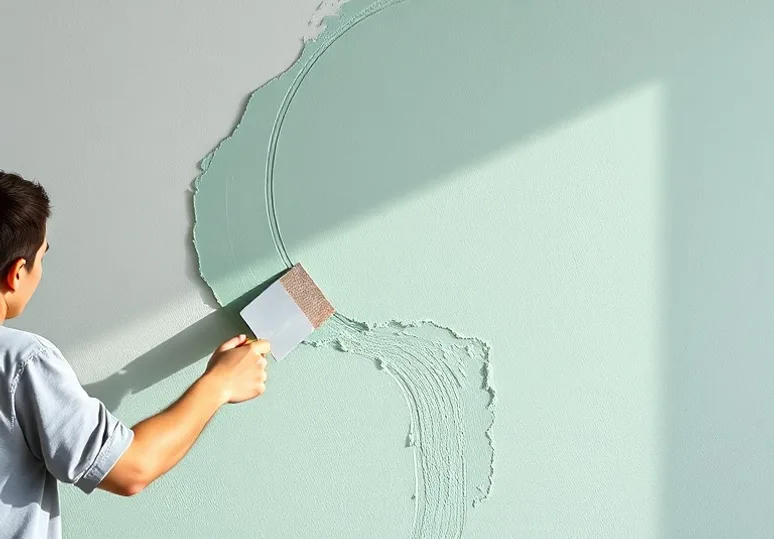 Application d'un enduit décoratif à la lisseuse sur un mur