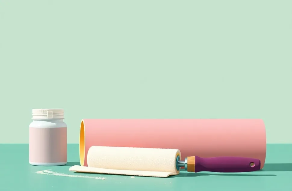 Outils de peinture disposés dans l'ordre des étapes du chantier